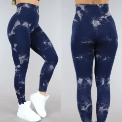 Donkerblauwe High Waist Gevlekte Sportlegging