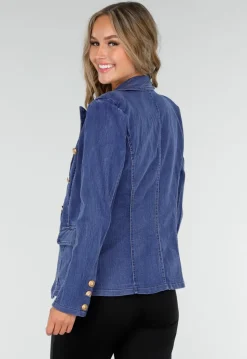 Donkerblauwe Jeans Blazer met Buttons