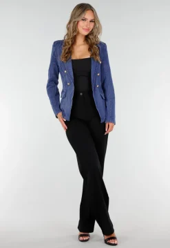Donkerblauwe Jeans Blazer met Buttons