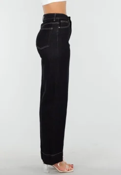 Donkerblauwe Jeans met Stretch en Rechte Pijpen