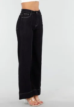 Donkerblauwe Jeans met Stretch en Rechte Pijpen