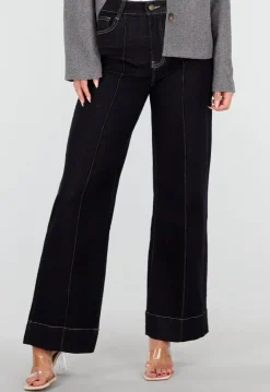 Donkerblauwe Jeans met Stretch en Rechte Pijpen