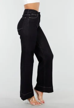 Donkerblauwe Jeans met Stretch en Rechte Pijpen
