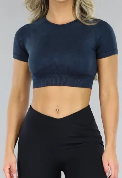 Donkerblauwe Knitted Sporttop