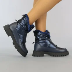 Donkerblauwe Snowboots met Grove Zool en Rits