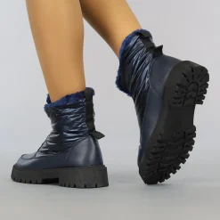 Donkerblauwe Snowboots met Grove Zool en Rits