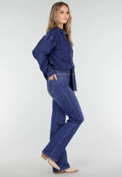 Donkerblauwe Tall Jeans met Rechte Pijpen en High Waist