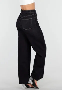 Donkerblauwe Wide Leg Jeans met Stretch