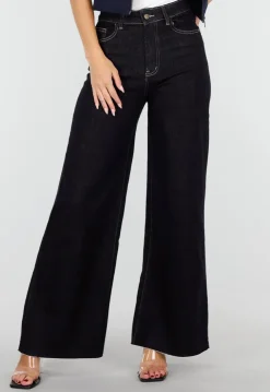 Donkerblauwe Wide Leg Jeans met Stretch