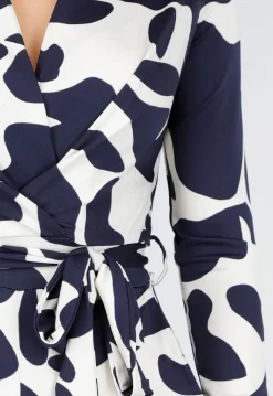 Donkerblauw-Witte Stretch Jumpsuit met Overslagtop