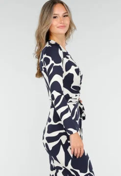 Donkerblauw-Witte Stretch Jumpsuit met Overslagtop
