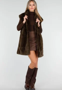 Donkerbruine Faux Fur Bodywarmer met Ceintuur