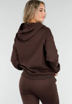 Donkerbruine Jogging Set met Capuchon en Trekkoord