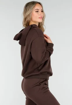 Donkerbruine Jogging Set met Capuchon en Trekkoord