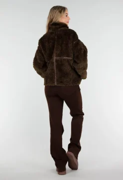 Donkerbruine Teddy Jas met Knoopsluiting