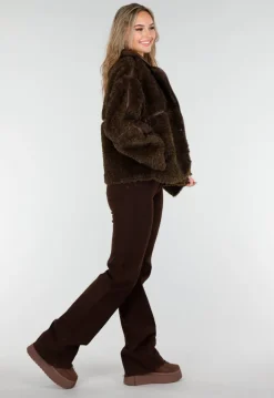 Donkerbruine Teddy Jas met Knoopsluiting