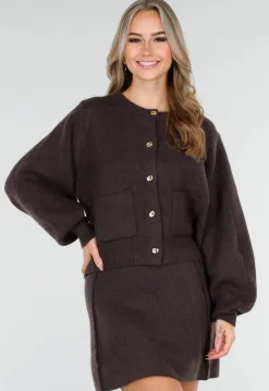 Donkerbruin Two-Piece Set met Vest en Mini Rok
