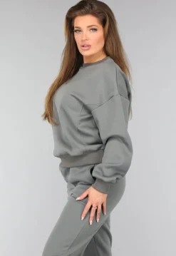Donkergrijze Fleece Lounge Set