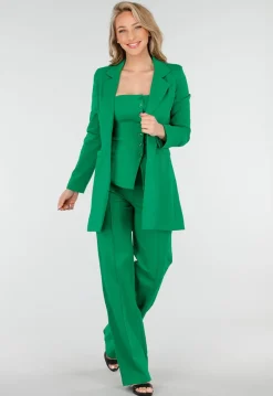Donkergroene Halflange Blazer met Stretch