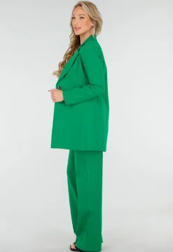 Donkergroene Halflange Blazer met Stretch