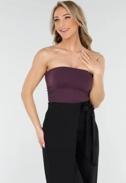 Donkerpaarse Sport Bandeau Top met Stretch en Pads