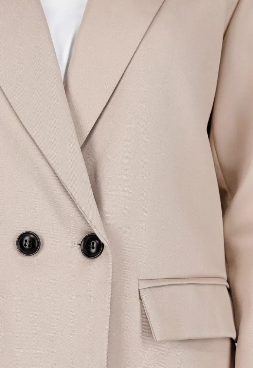 Dubbelknoop Blazer Beige