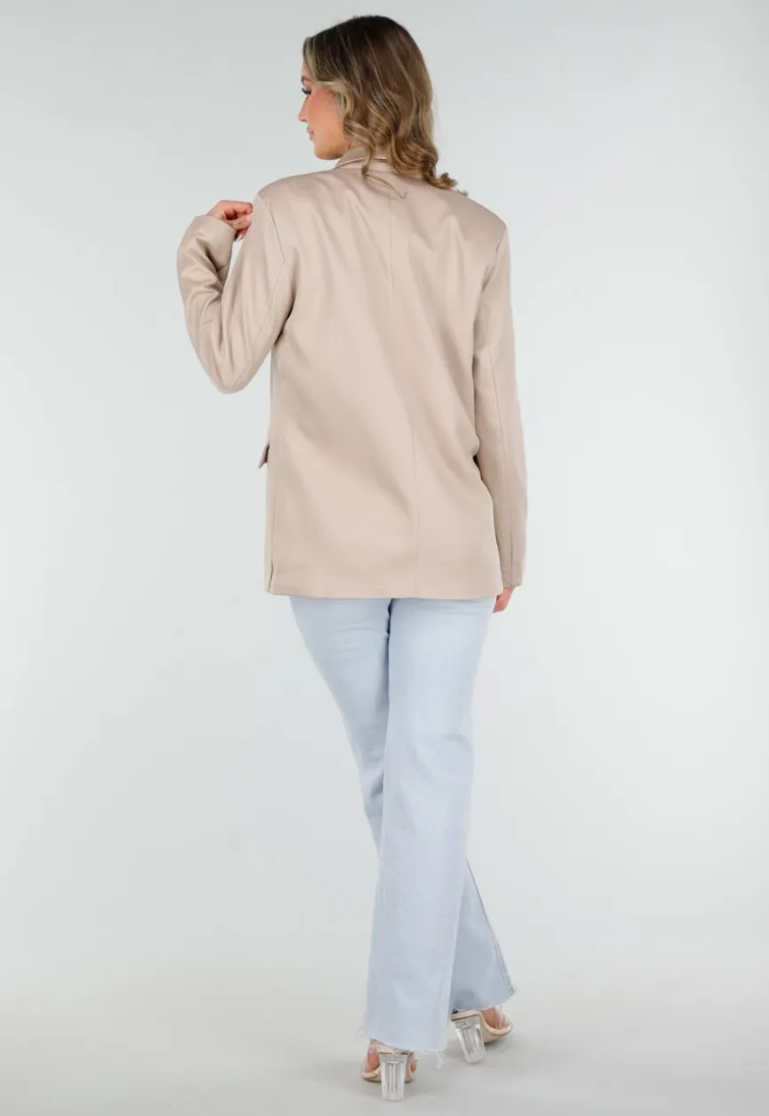 Dubbelknoop Blazer Beige