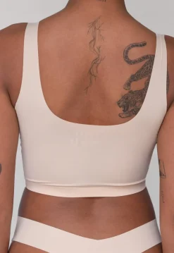 Ecru Naadloze BH Top met Uitneembare Pads