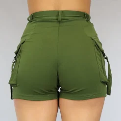 Elastische Cargo Short met Zilveren Details