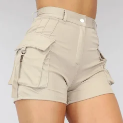 Elastische Cargo Short met Zilveren Details