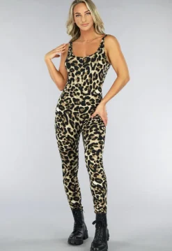 Elastische Panterprint Jumpsuit
