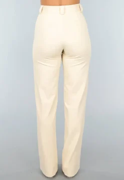 Elastische Straight Leg Pantalon in Beige