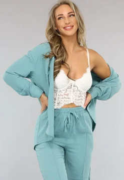 Elastische Turquoise Two Piece