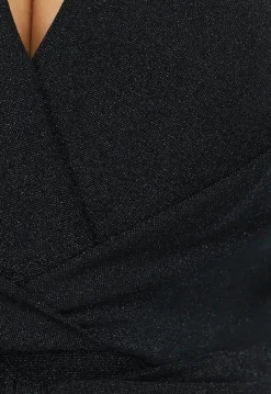 Elastische Zwarte Glitter Jumpsuit met Wijde Pijpen