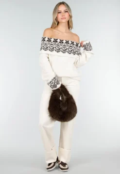 Faux Fur Tas met Gouden Schouderketting
