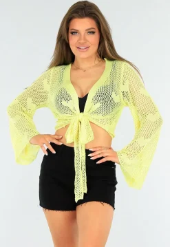 Felgele Cover-Up met Hartjes Patroon en Striksluiting