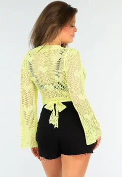 Felgele Cover-Up met Hartjes Patroon en Striksluiting