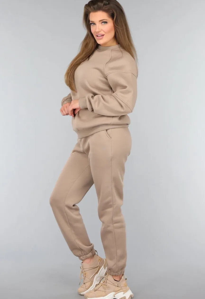 Fleece Jogger Set in Camel
