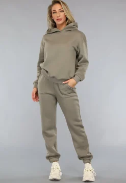 Fleece Joggingpak in Taupe