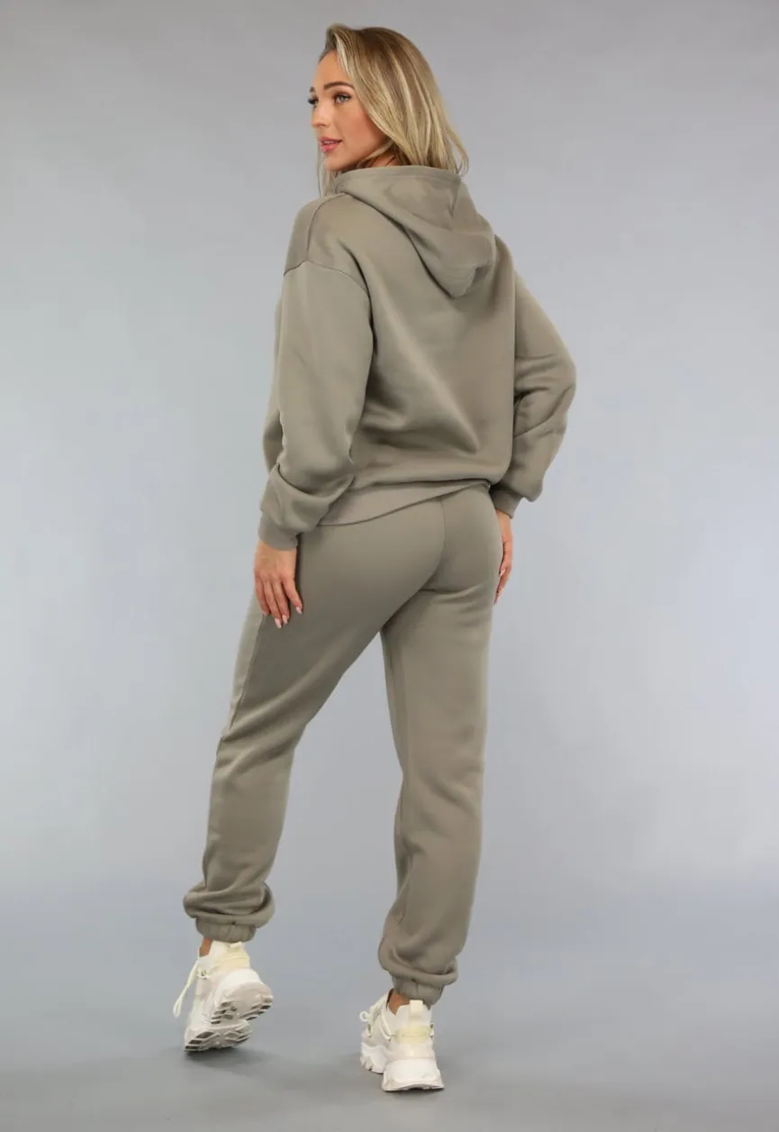Fleece Joggingpak in Taupe