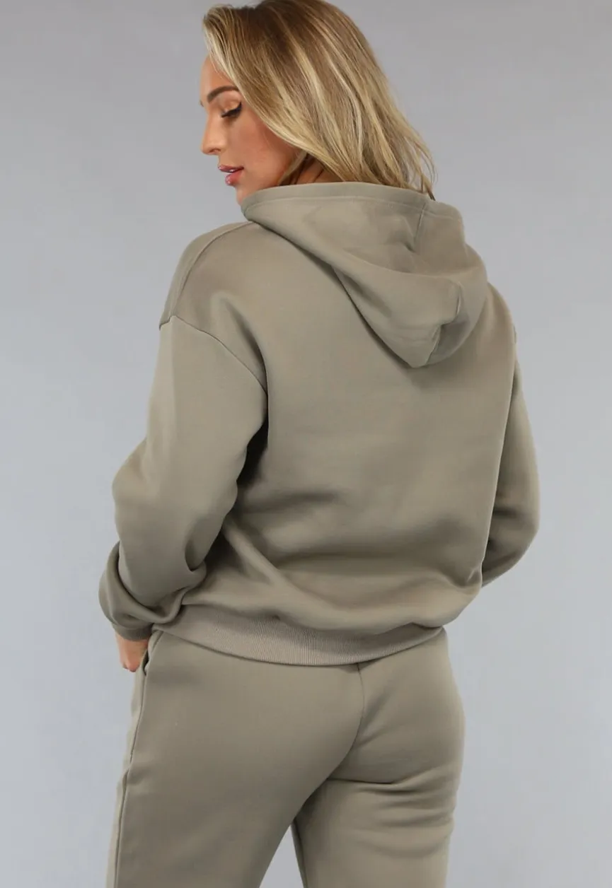 Fleece Joggingpak in Taupe