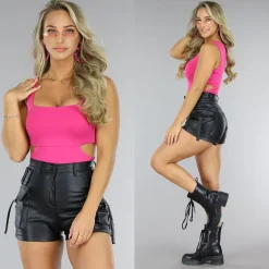 Fuchsia Bodysuit met Open Zij