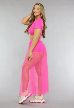 Fuchsia Festival Two Piece met Parels