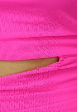 Fuchsia One Sleeve Bodycon Jurk met Cutouts