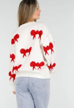 Gebreide Sweater in Wit met Strikdetails