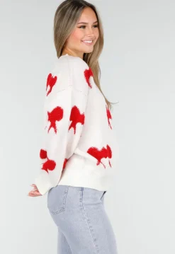Gebreide Sweater in Wit met Strikdetails