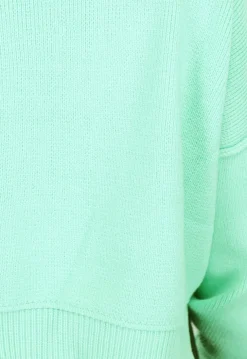 Gebreide Trui met Zichtbare Naden in Turquoise