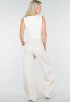 Gebroken Witte Body met Vierkante Hals en Stretch