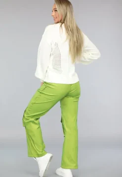 Gebroken Witte Trui met Gescheurde Look