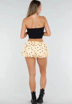 Gele Ballonshort met Zwarte Stippen en Elastische Taille